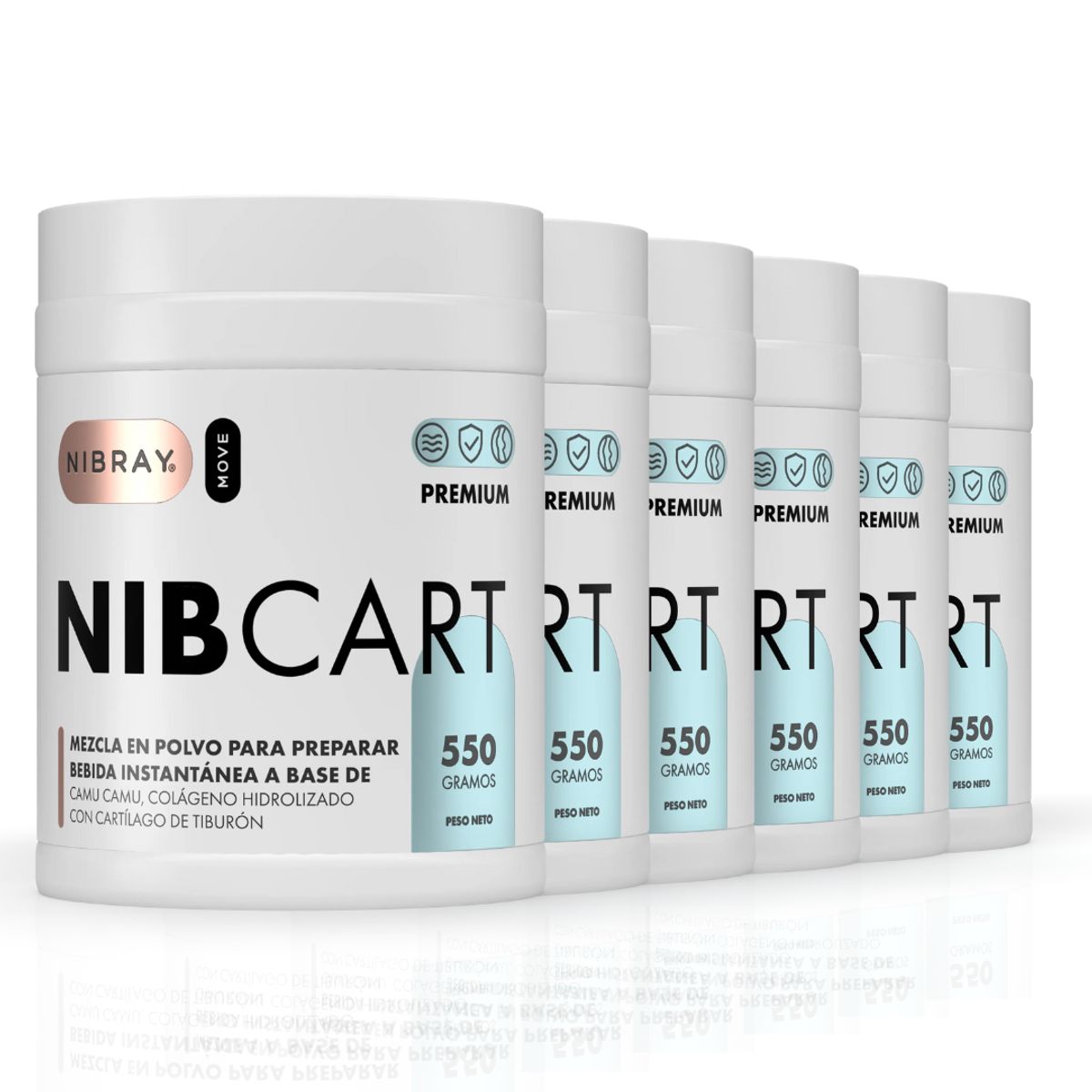 NIBRAY - Colágeno con Cartílago de Tiburón Pack 6 Potes Nibcart Premium