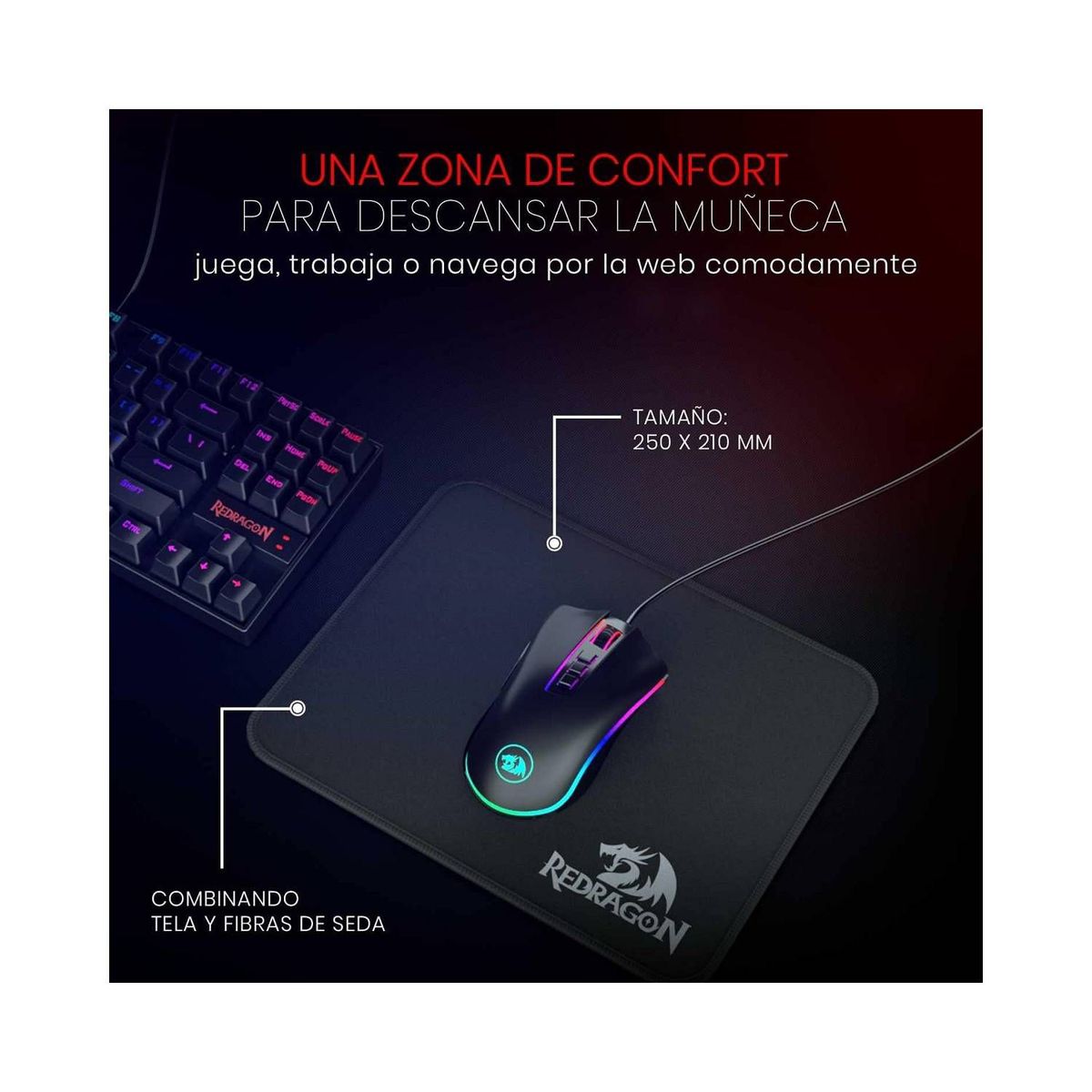 REDRAGON - Mousepad Flick S P029 Tamaño: 250 x 210 x 3 mm