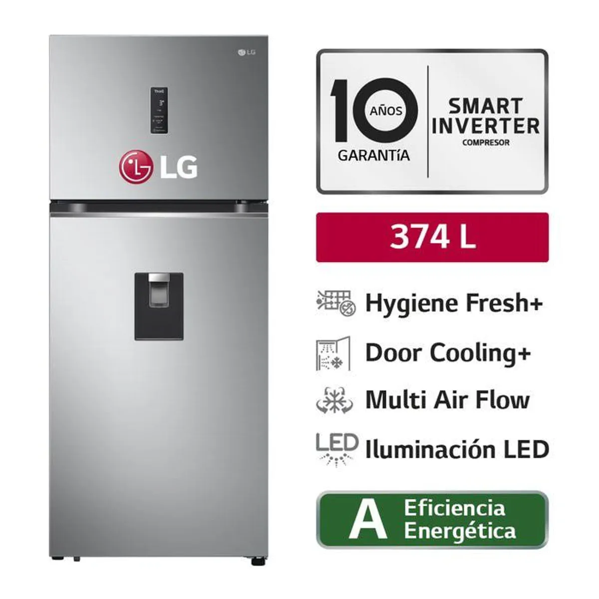 LG - Refrigeradora GT37SGP 374L Hygiene Fresh Top Mount  Plateada LG