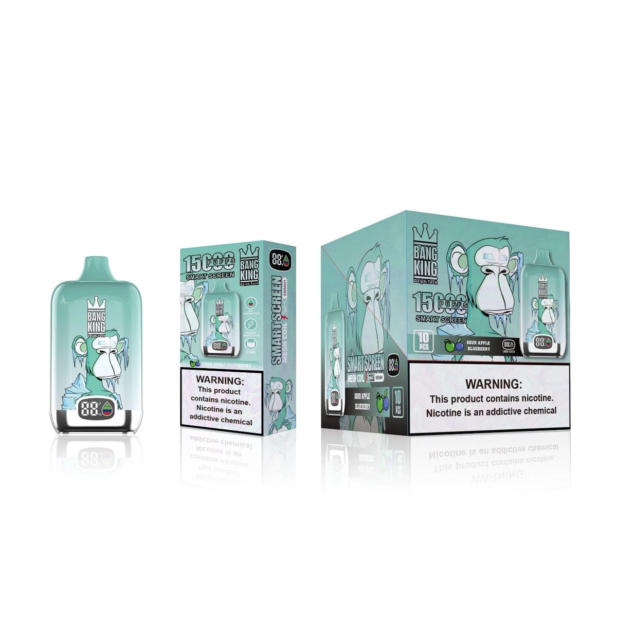 GENERICO - VAPEADOR BANG KING SOUR APPLE BLUEBERRY DE 15000 PUFFS