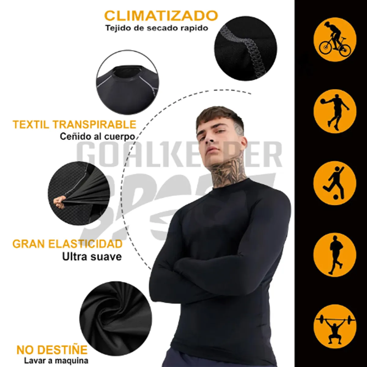 GENERICO - Polo licra compresor arquero negro