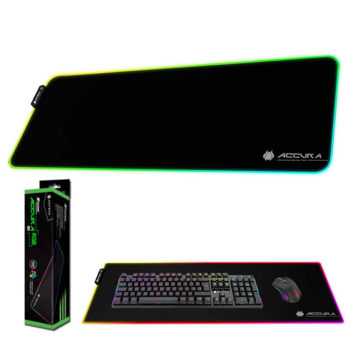 ANTRYX - MOUSE PAD GAMER XL CON LUCES RGB 80x30cm ANTRYX ACCURA 80  AMP-5100RGB
