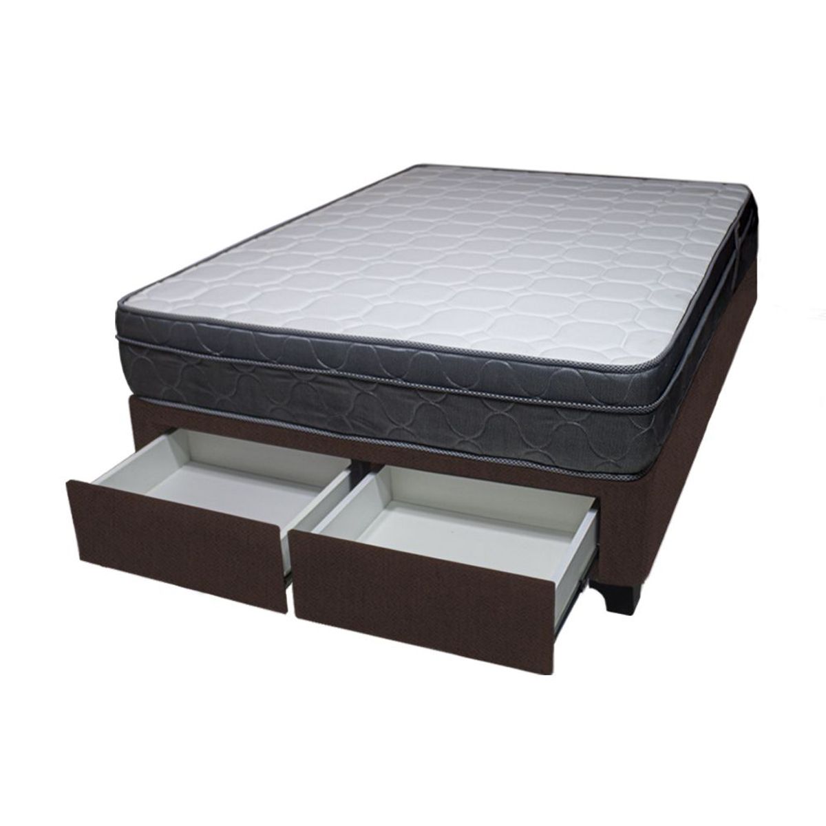 BARAKA HOME - Cama Turin + 2 Cajones 1.5 Plz + 1 Almohada - Chocolate
