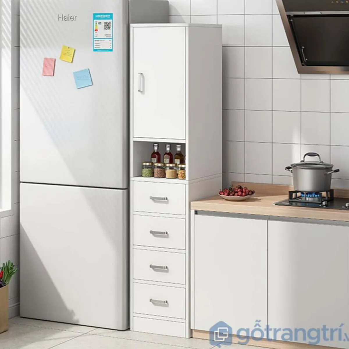 TU MESITA - Repostero alto de cocina Multiusos Miranda color Blanco TU MESITA