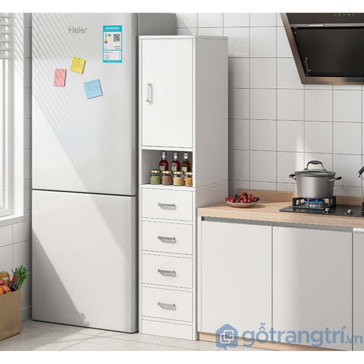 TU MESITA - Repostero alto de cocina Multiusos Miranda color Blanco TU MESITA