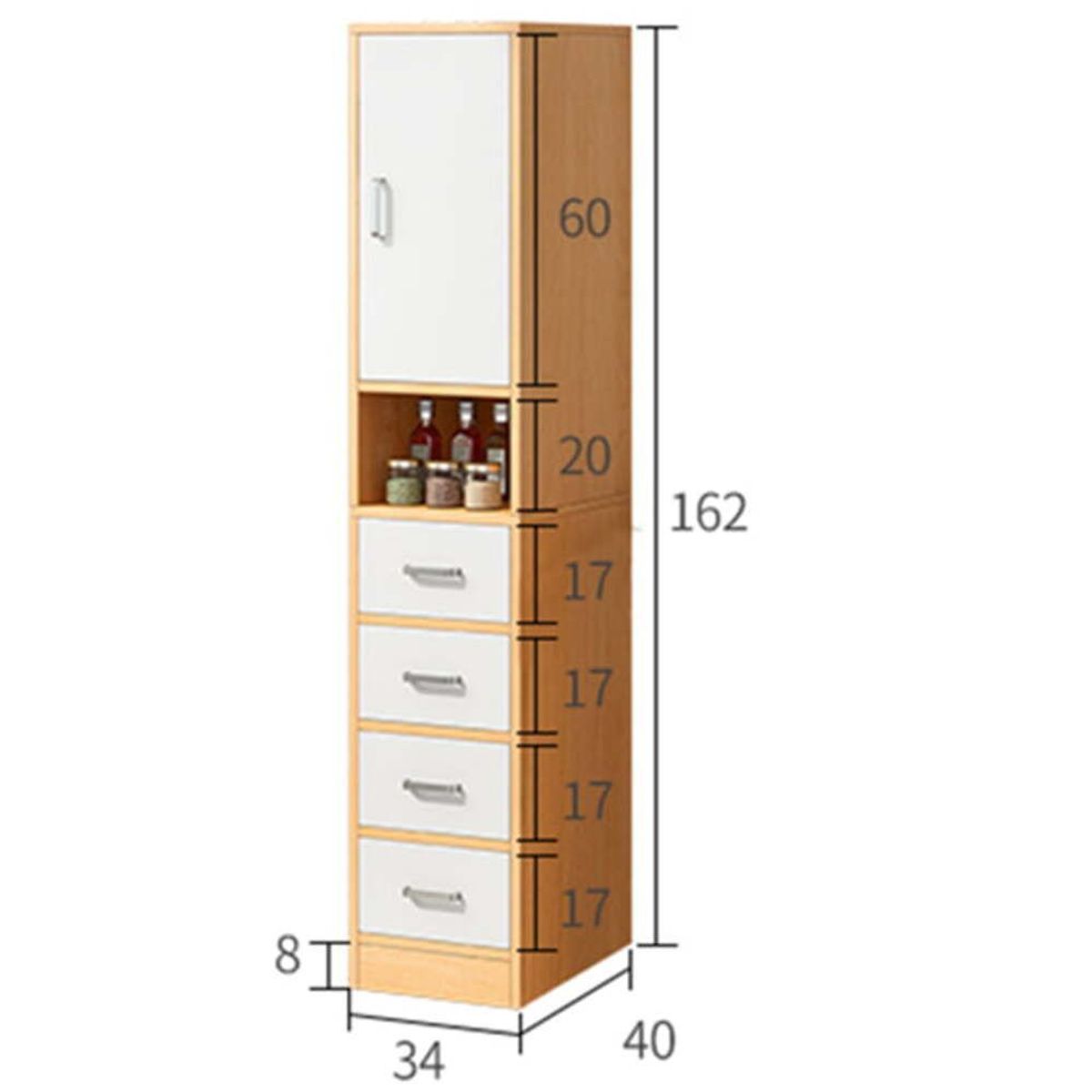 TU MESITA - Repostero alto de cocina Multiusos Miranda color Blanco TU MESITA
