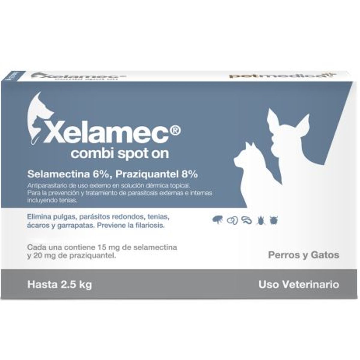 AGROVET - XELAMEC COMBI SPOT ON 0.25 ML - PERROS Y GATOS DE 0 A 2.5 KG