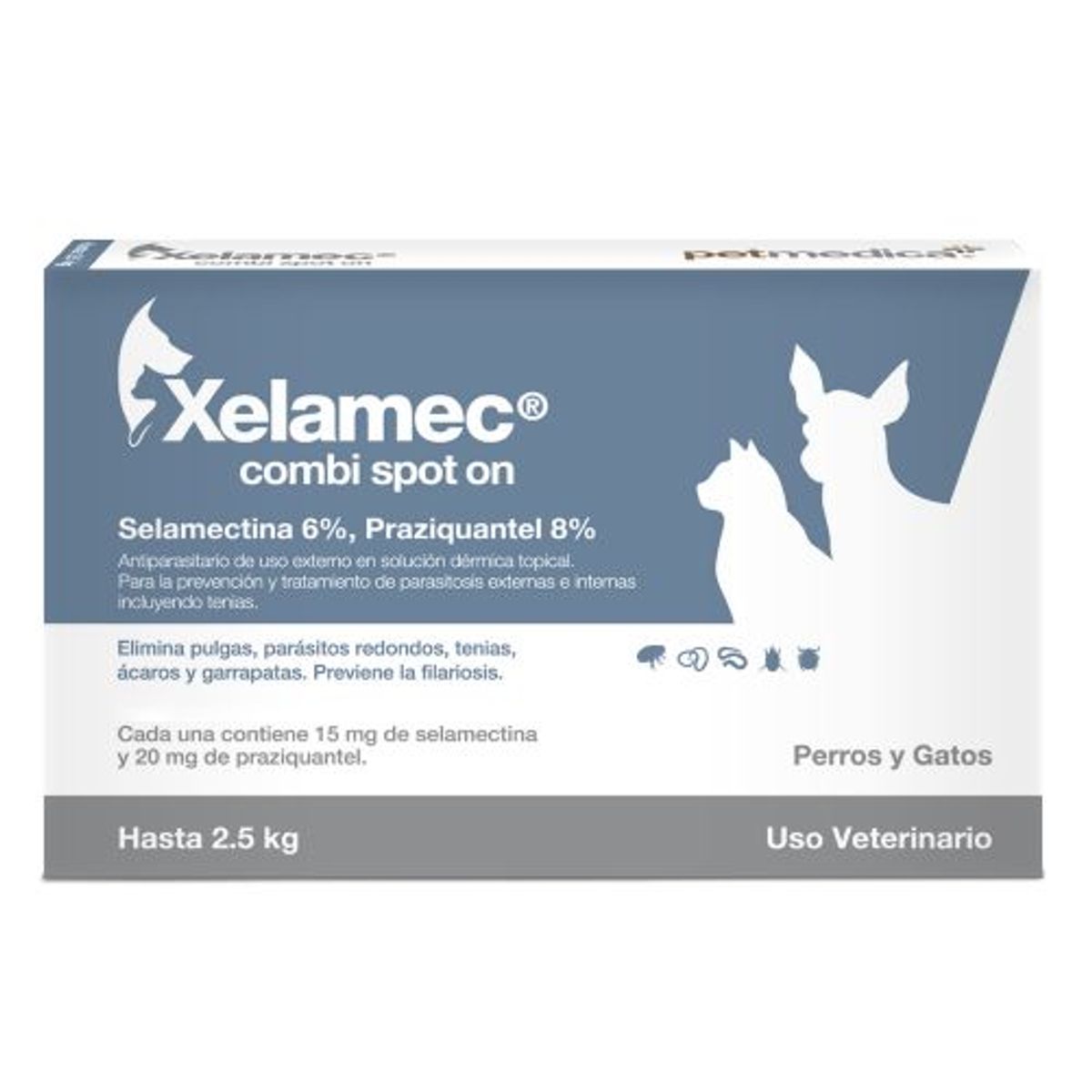 AGROVET - XELAMEC COMBI SPOT ON 0.25 ML - PERROS Y GATOS DE 0 A 2.5 KG