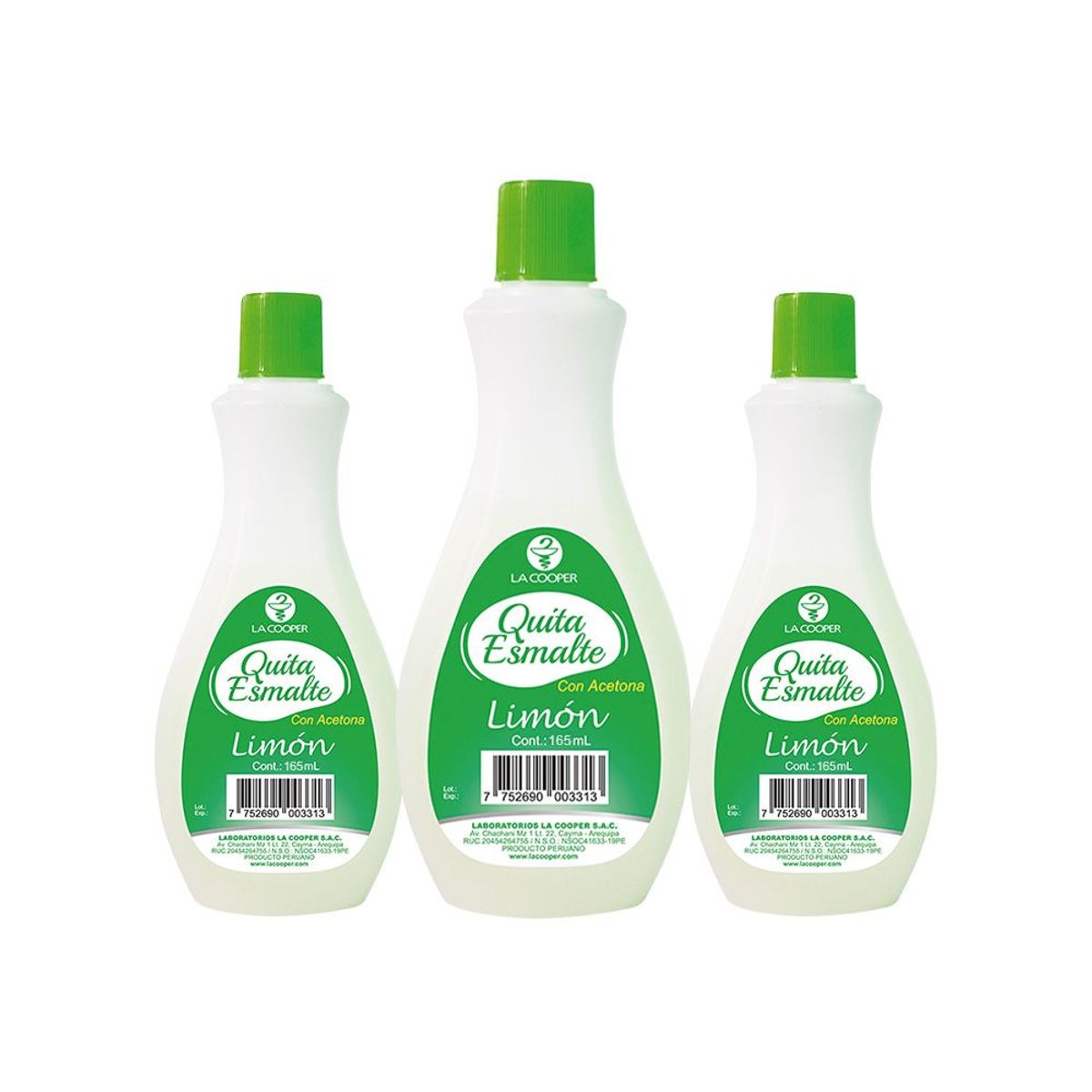 GENERICO - 3 Quita Esmalte con Acetona Limón 165ml - La Cooper