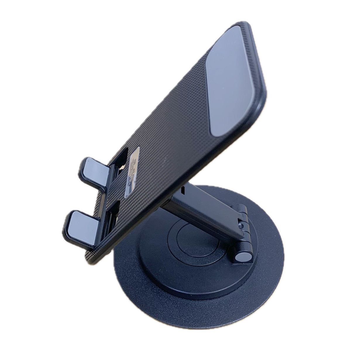 GENERICO - Soporte Celular de Mesa con Base Acero Inoxidable Giro 360 Negro