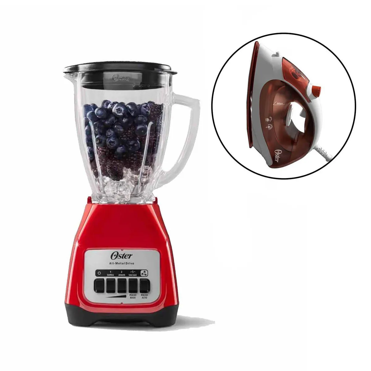 OSTER - Combo Oster Licuadora  BLSTKAG-RPB +Plancha a vapor