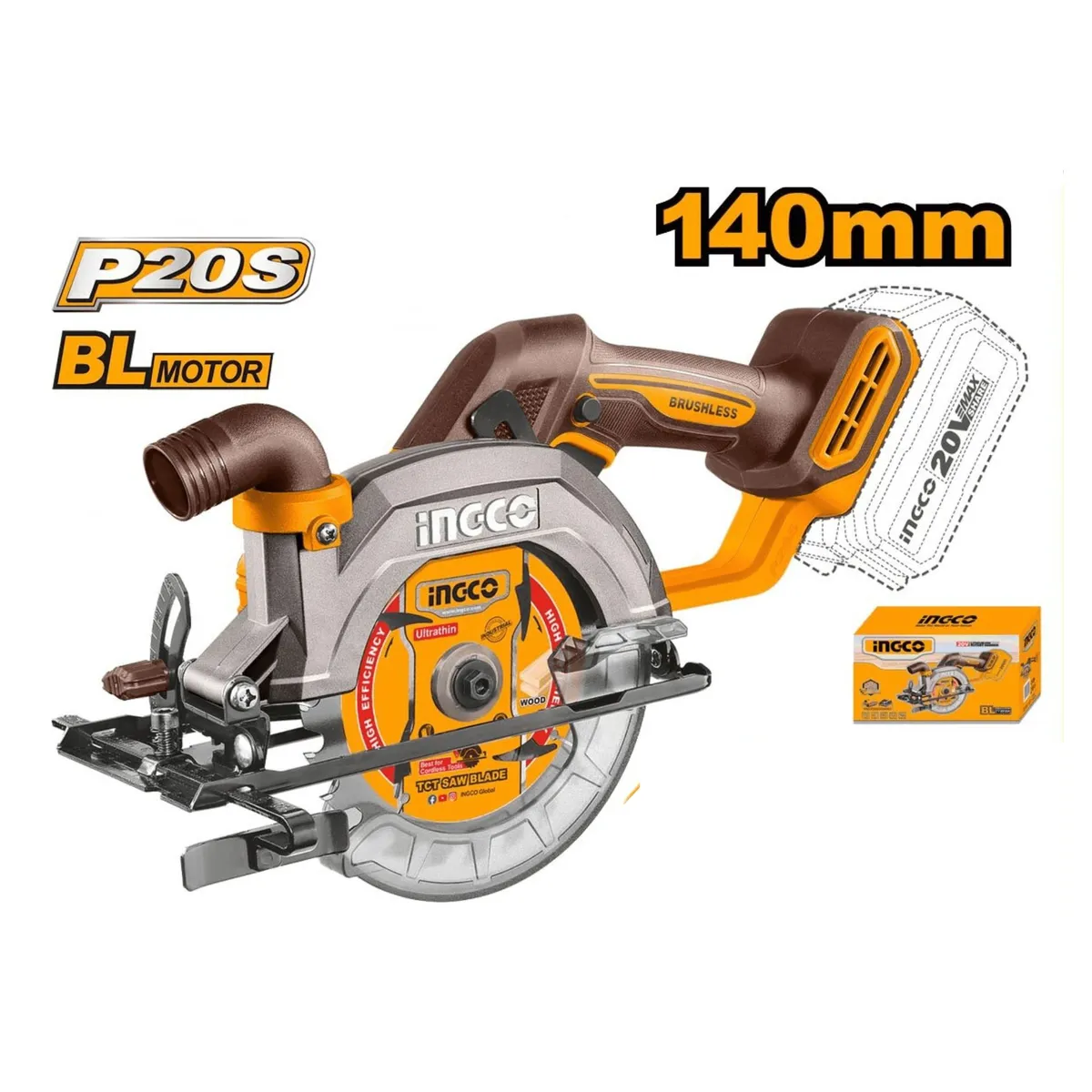INGCO TOOLS - Sierra circular 20v 140 mm Brushless Ingco