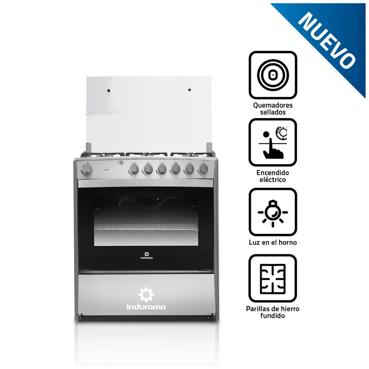 INDURAMA - COCINA A GAS INDURAMA 6 QUEMADORES CATALUÑA CROMA