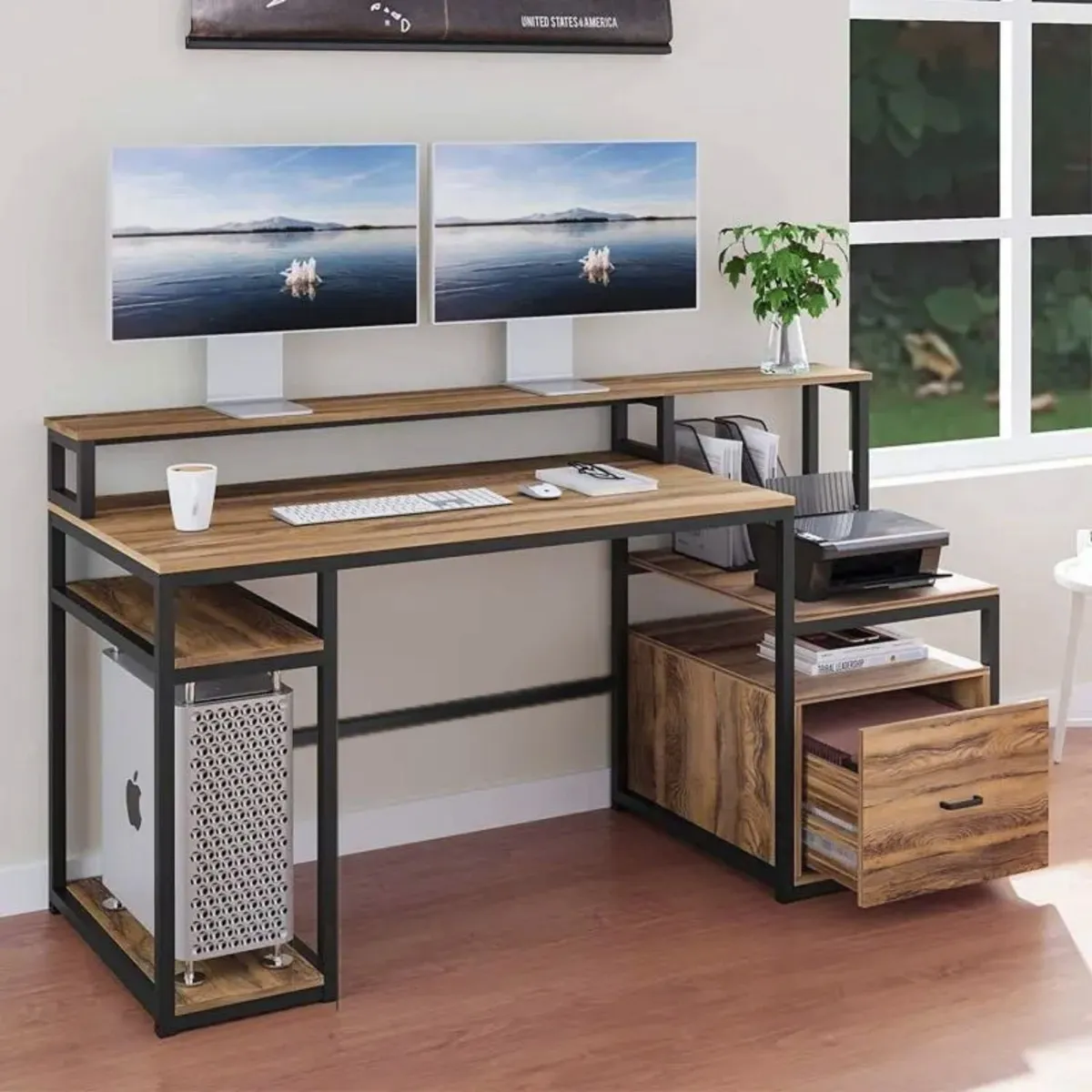 GENERICO - Escritorio Archivador Gamer Battle Macadamia Coricha Home