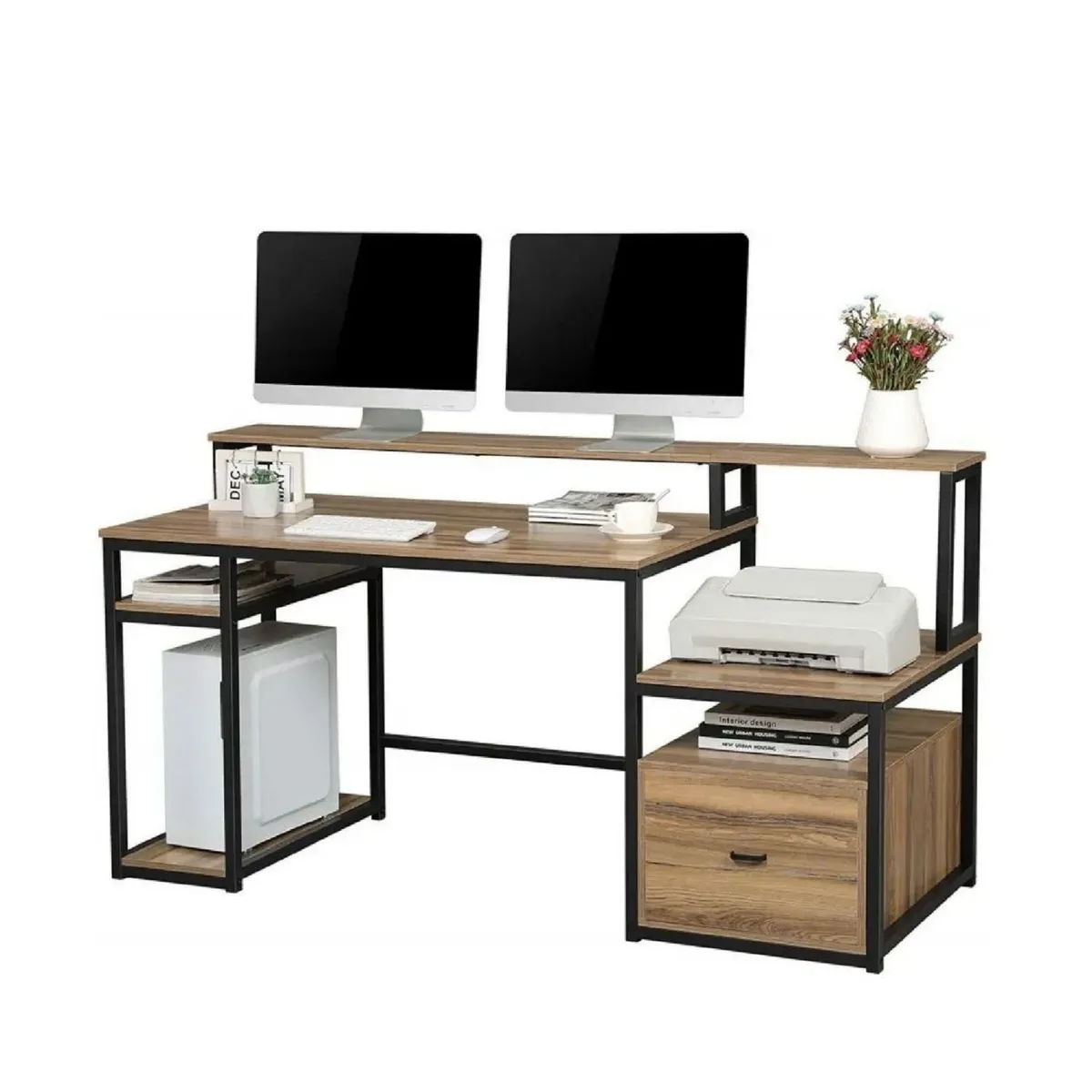 GENERICO - Escritorio Archivador Gamer Battle Macadamia Coricha Home