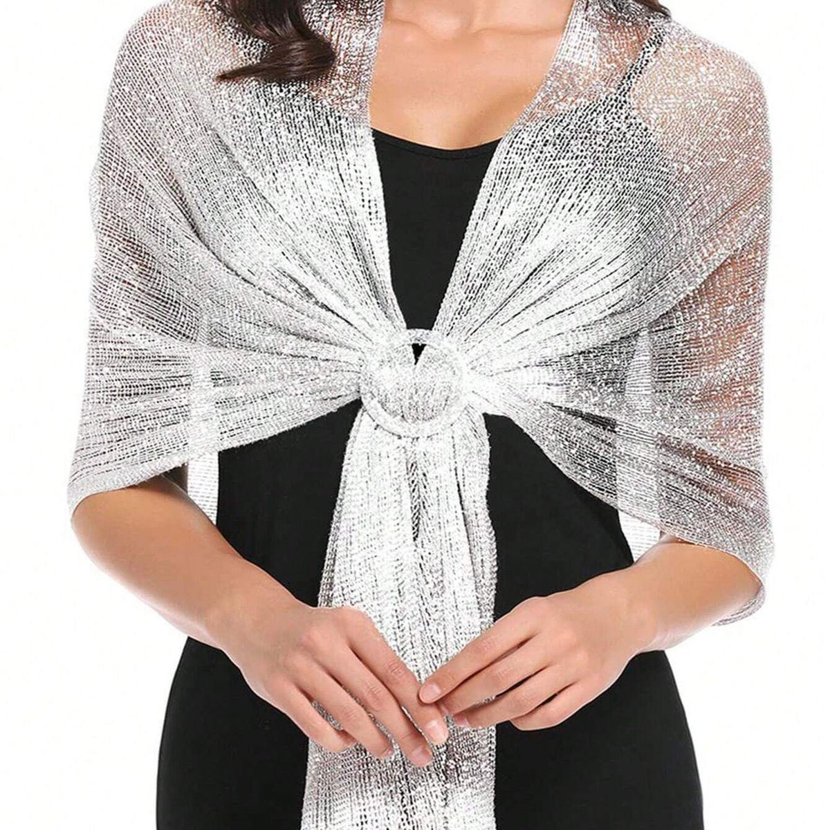 KAST PE - Chal Bufanda Serena Blanco con Flecos para fiesta