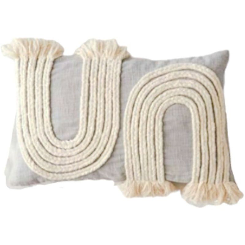 GENERICO - Cojin Rectangular Plomo Boho Descosido 35 X 55cm