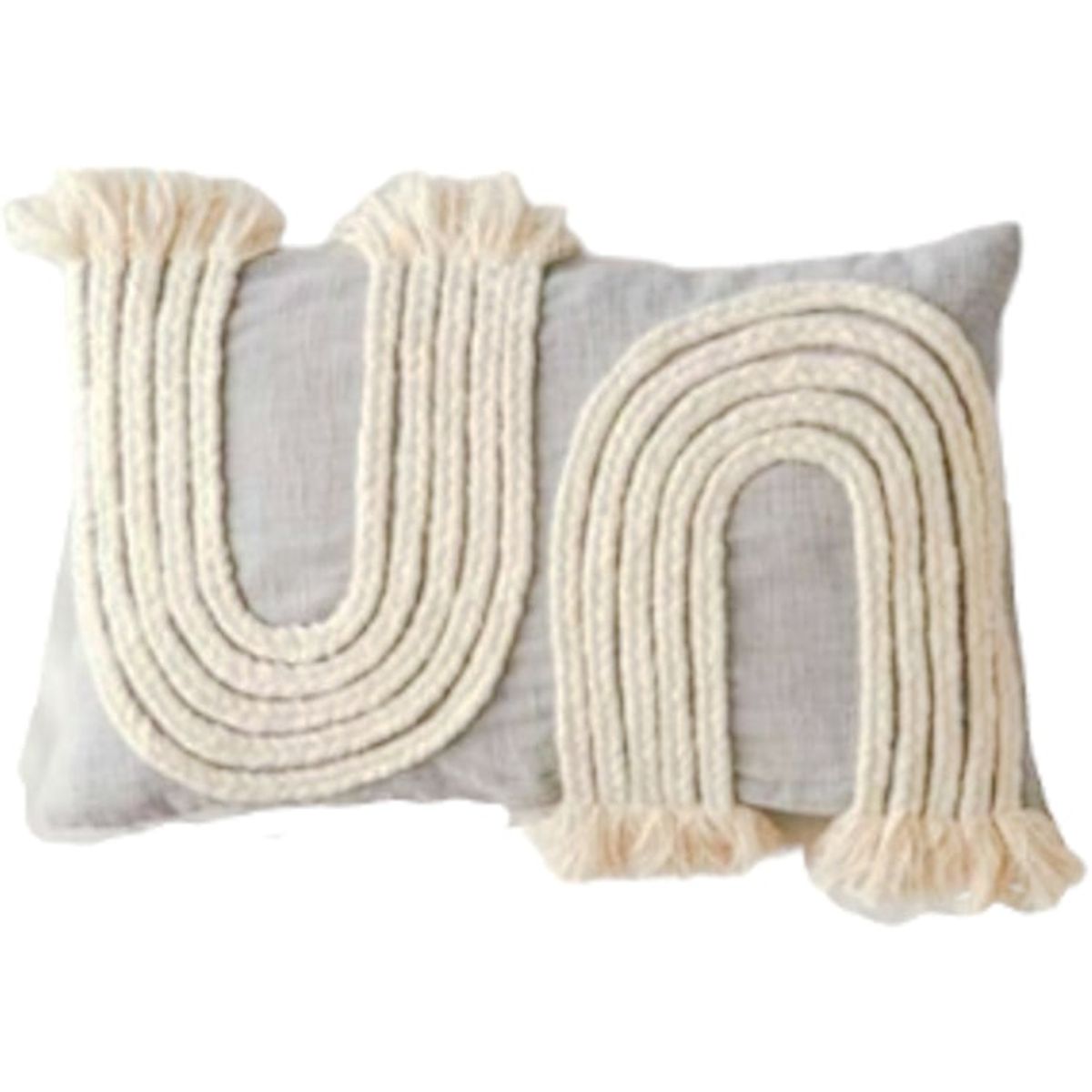 GENERICO - Funda Rectangular Plomo Boho Descosido 35x55 Cm