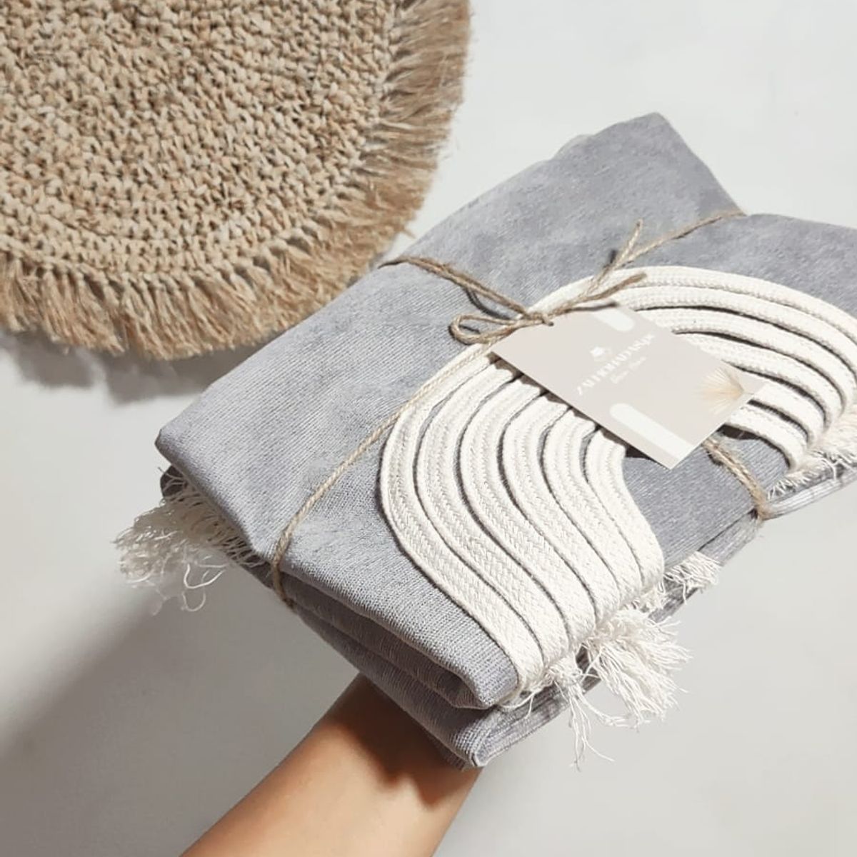 GENERICO - Funda Rectangular Plomo Boho Descosido 35x55 Cm