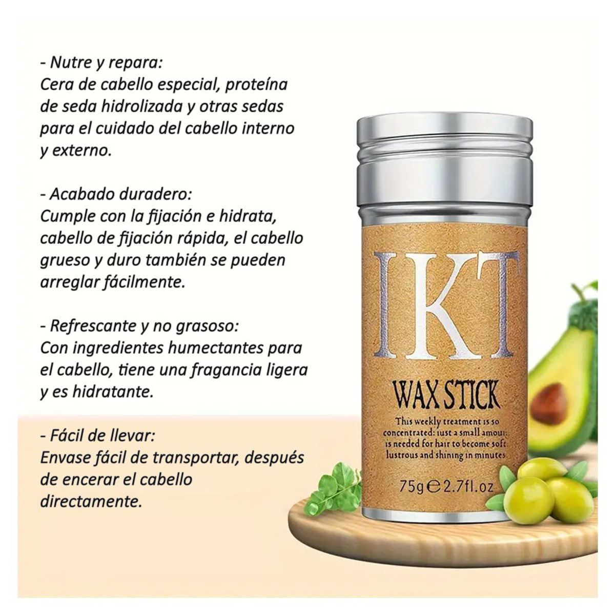 GENERICO - Barra de Cera para Cabello Control de Encrespamiento Frizz Nutritivo