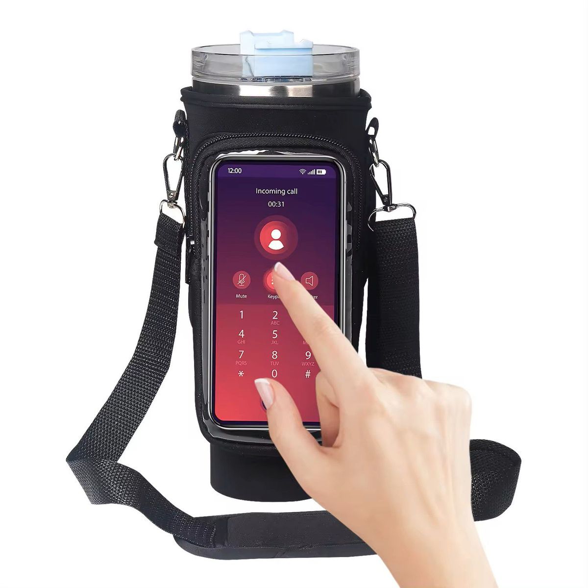 MAKEWAY - Makeway - Bolsa para botella de agua ccorrea de alta calidad - Negro