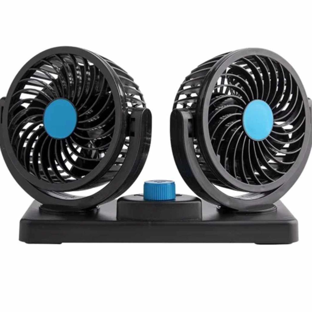 GENERICO - Ventilador Doble de Carro Giratorio 360 grados con base