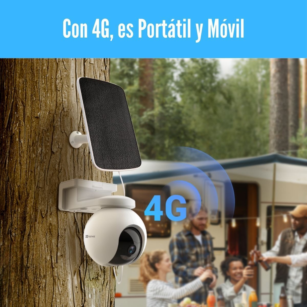 EZVIZ - EZVIZ - Cámara EB8 4G 2K con Batería Incluye Panel Solar - Blanco
