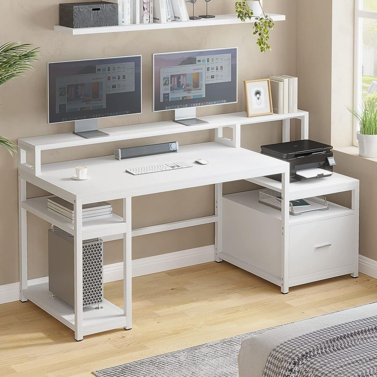 GENERICO - Escritorio Archivador Gamer Battle Blanco Coricha Home