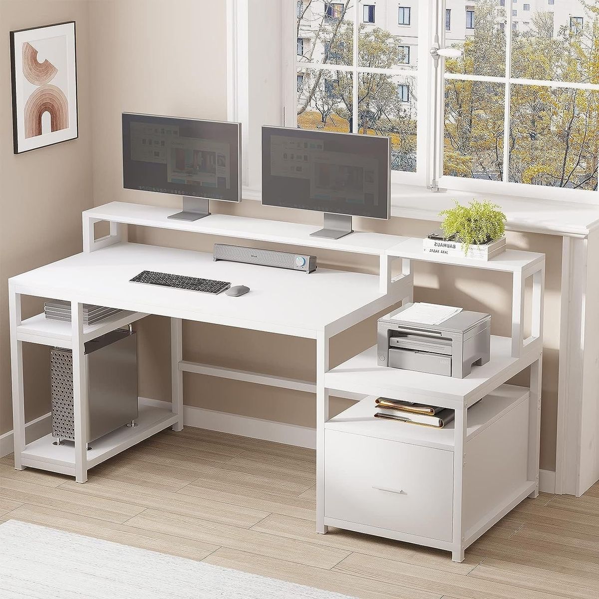 GENERICO - Escritorio Archivador Gamer Battle Blanco Coricha Home