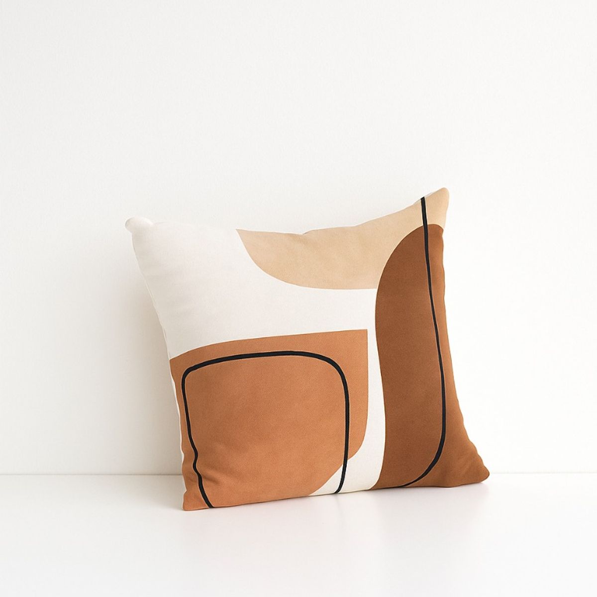 GENERICO - Cojin Minimalista Home Tonos Marrones Diseño Abstracto 50x50 cm