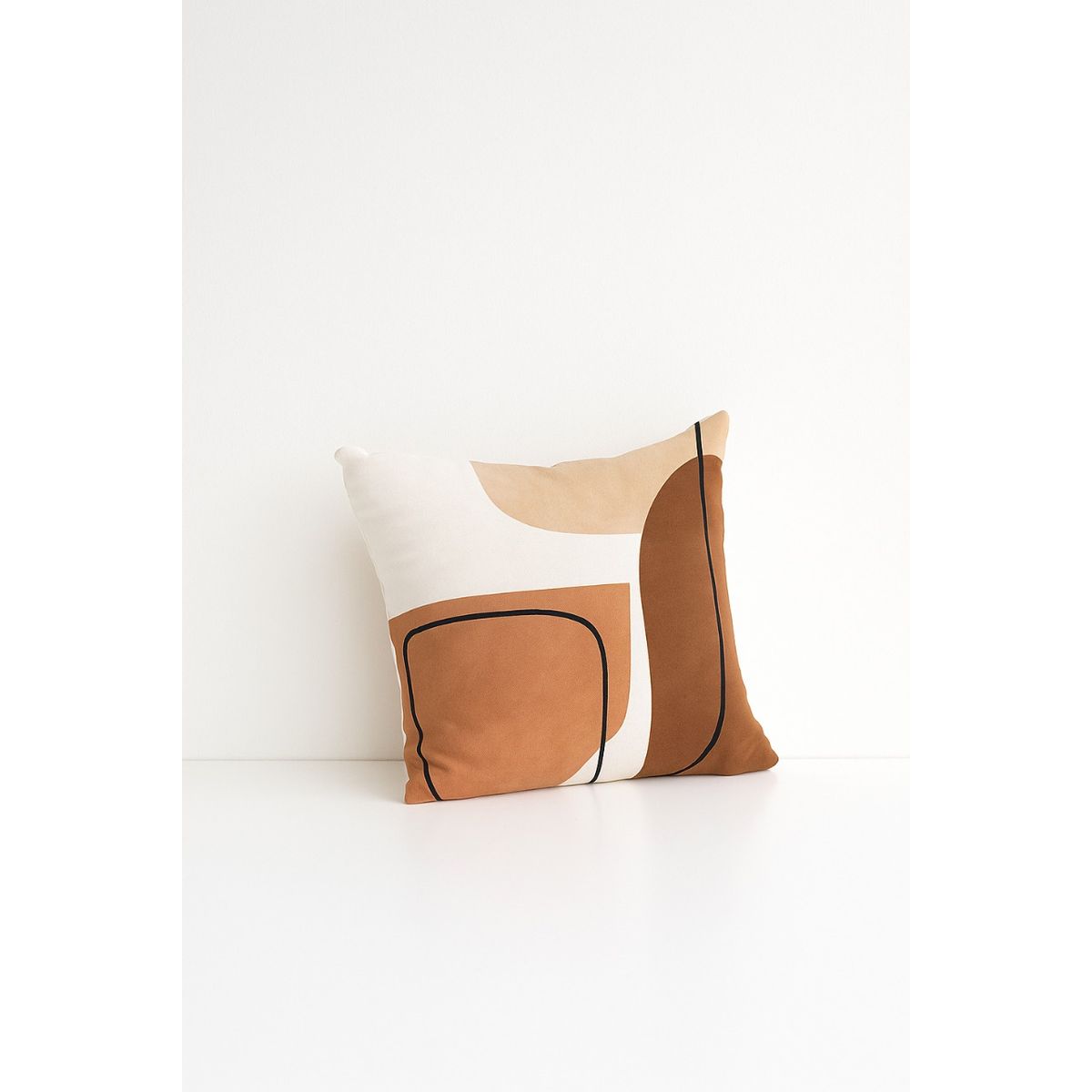 GENERICO - Cojin Minimalista Home Tonos Marrones Diseño Abstracto 50x50 cm