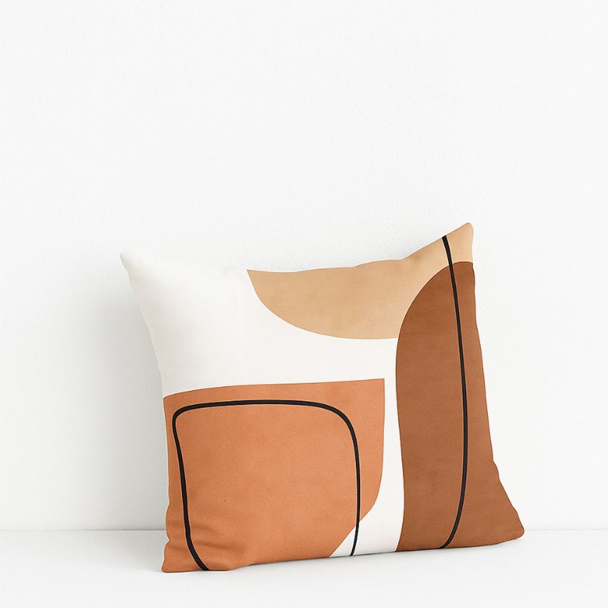 GENERICO - Cojin Minimalista Home Tonos Marrones Diseño Abstracto 50x50 cm