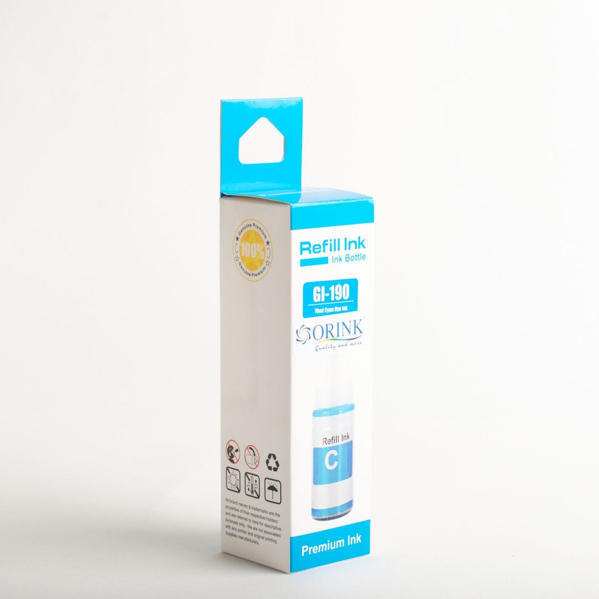 GENERICO - Tinta Compatible GI-190 Cyan Marca Orink de 70 ml