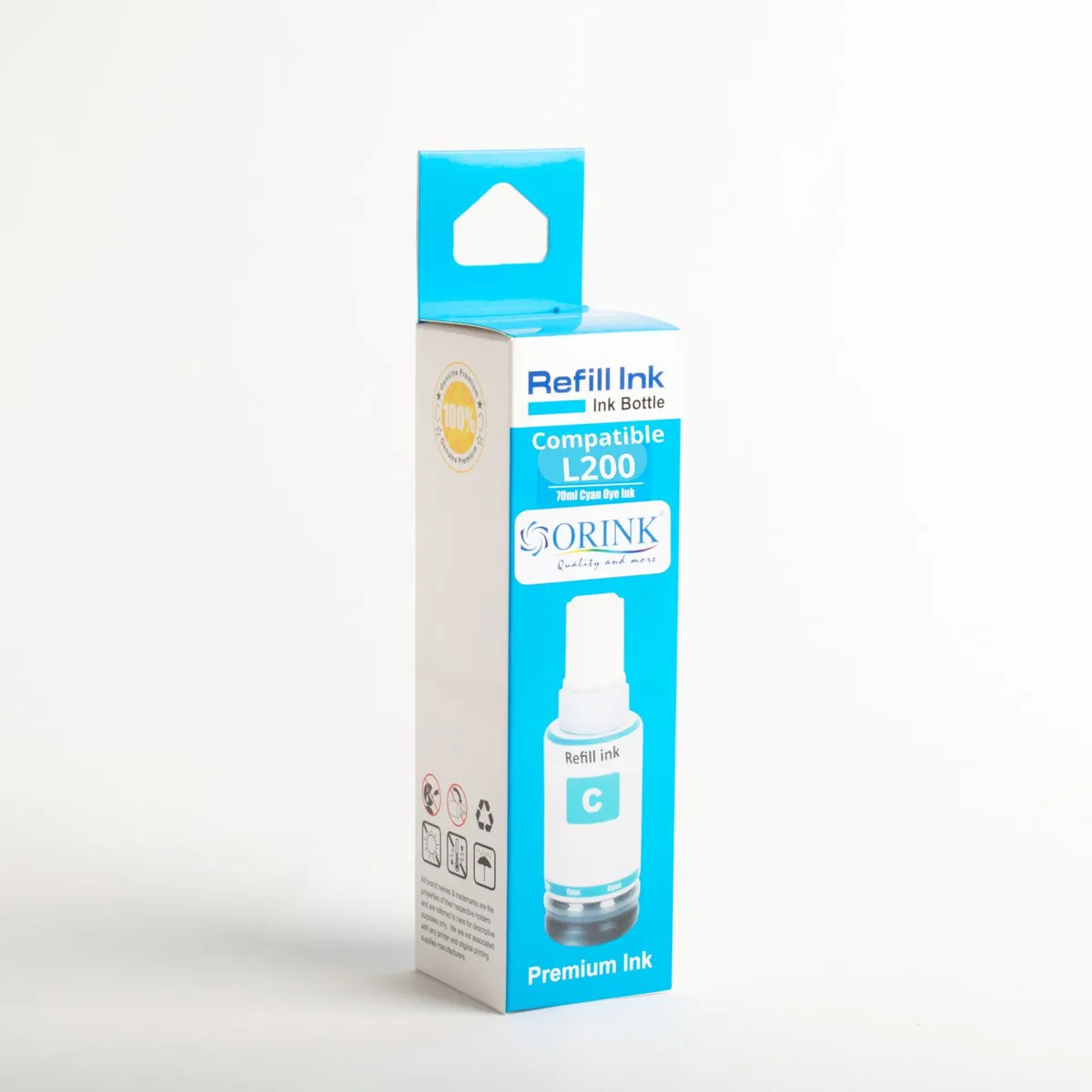 GENERICO - Tinta Compatible ORINK para serie L200 o 664 Cyan 70 ml