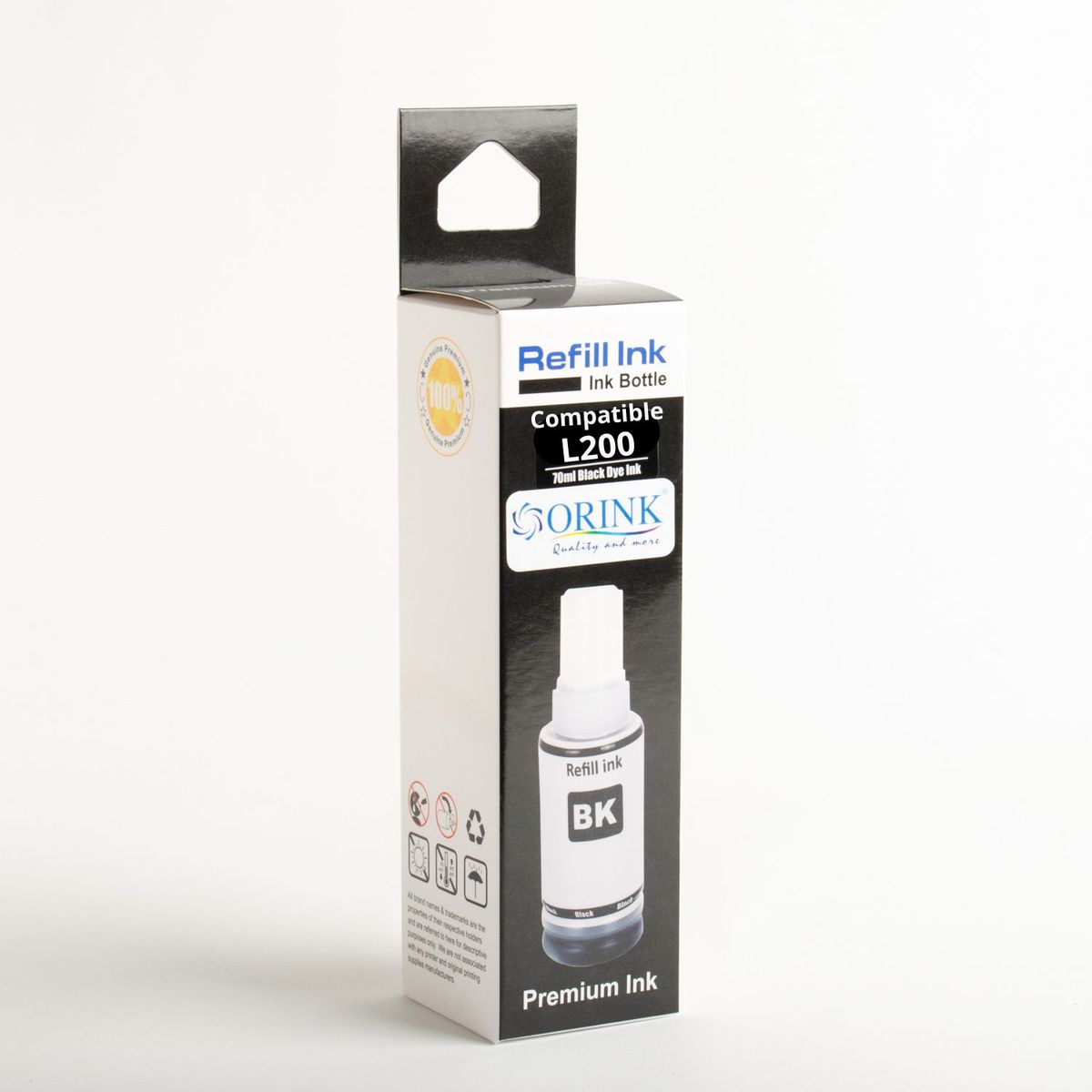 GENERICO - Tinta Compatible ORINK para serie L200 o 664 Black 70 ml