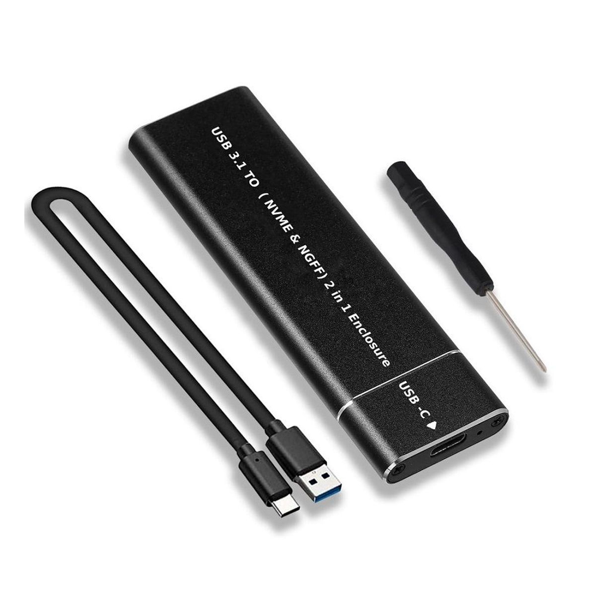 GENERICO - Case Metálico  Dual Para Nvme y Ngff   USB 3.1 Tipo C