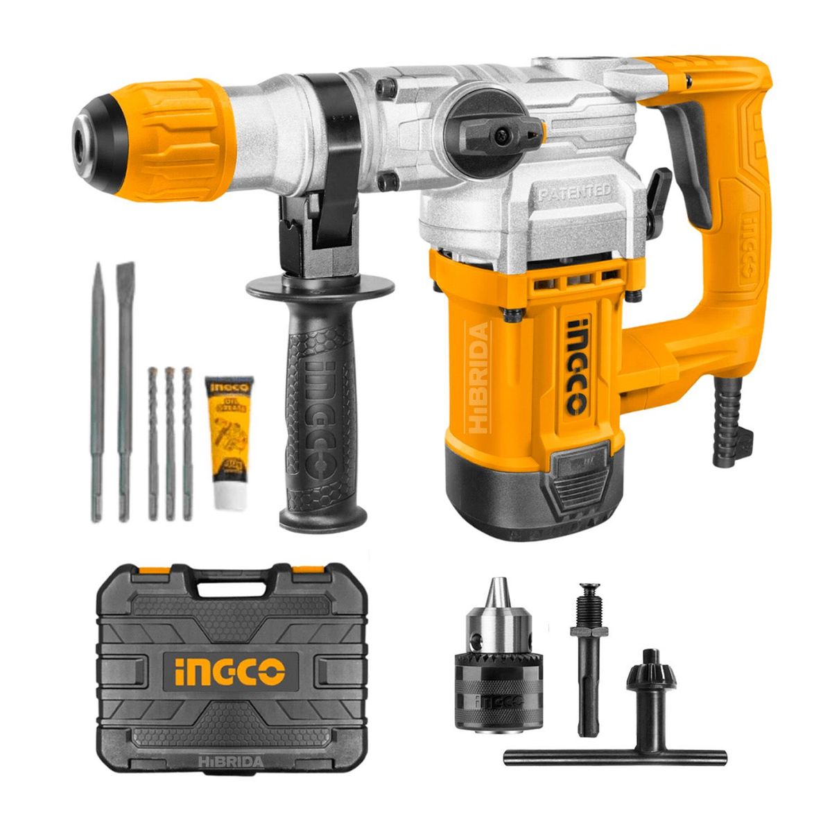 INGCO TOOLS - ROTOMARTILLO PERCUTOR INGCO 1050W 45J SDS PLUS 1100RPM - COMBO