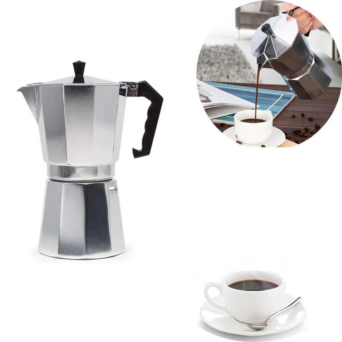 GENERICO - Cafetera Italiana  Moka octogonal 6tz