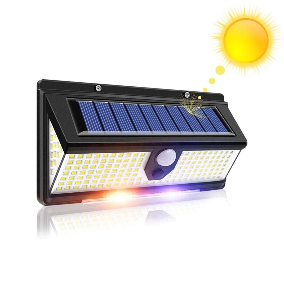 GENERICO - Lampara Foco Luz LED con Panel Solar con Sensor Movimiento Bateria Recargable
