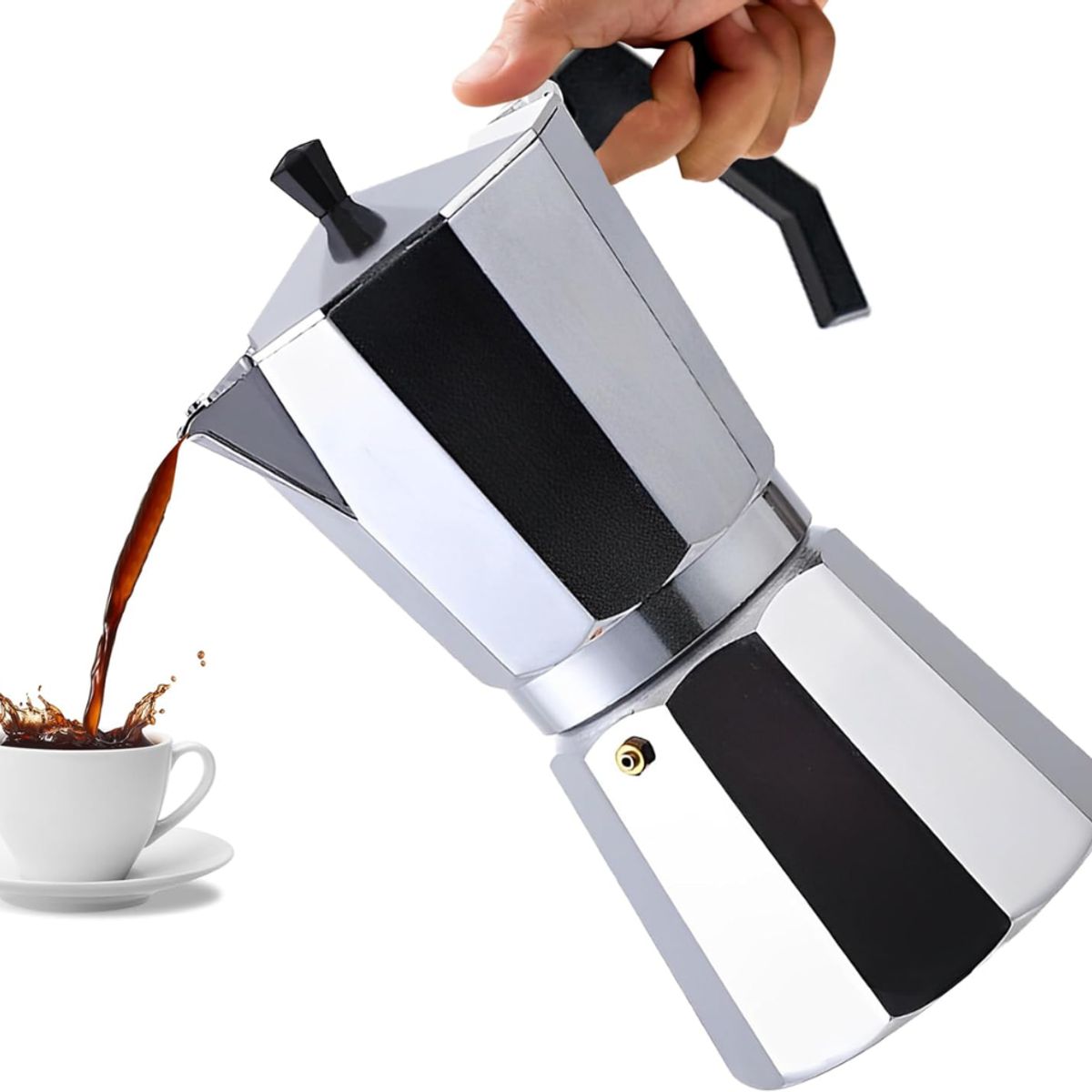 GENERICO - Cafetera Italiana clásica plateada 6tz