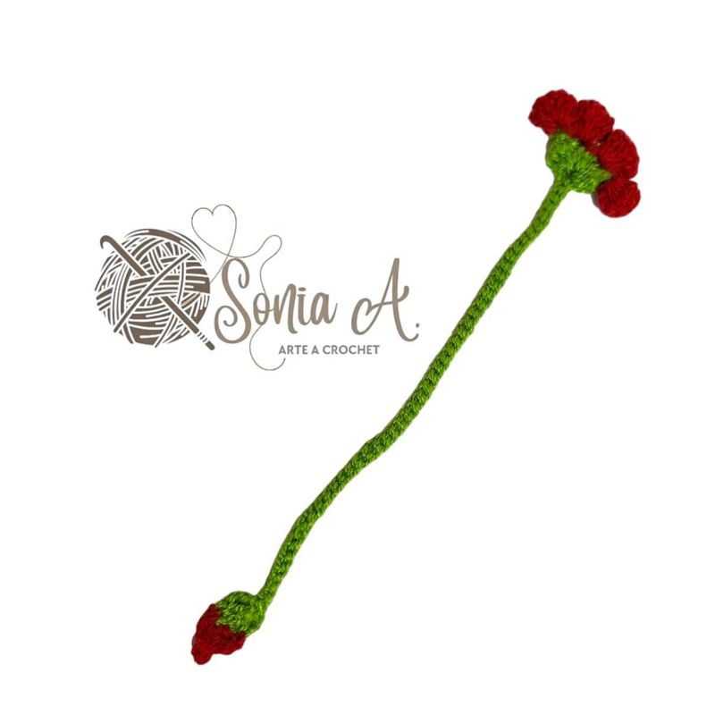 GENERICO - Separador de Libro Tejido a crochet - Clavel 22cm