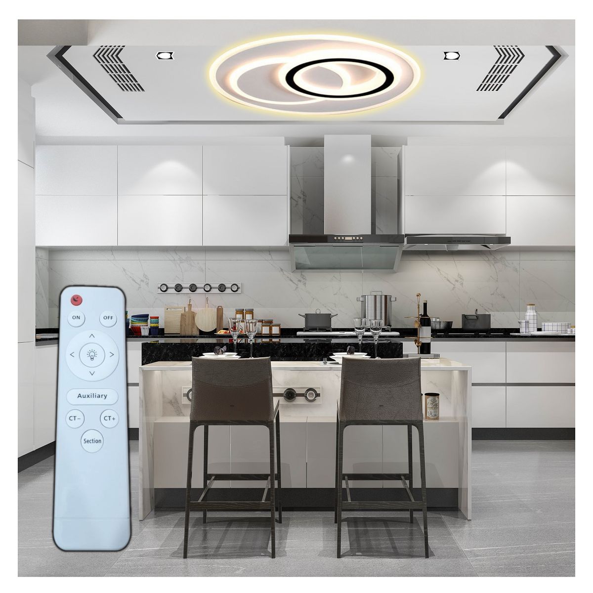 GENERICO - Lámpara Circular Led de Techo tricolor incluye control remoto