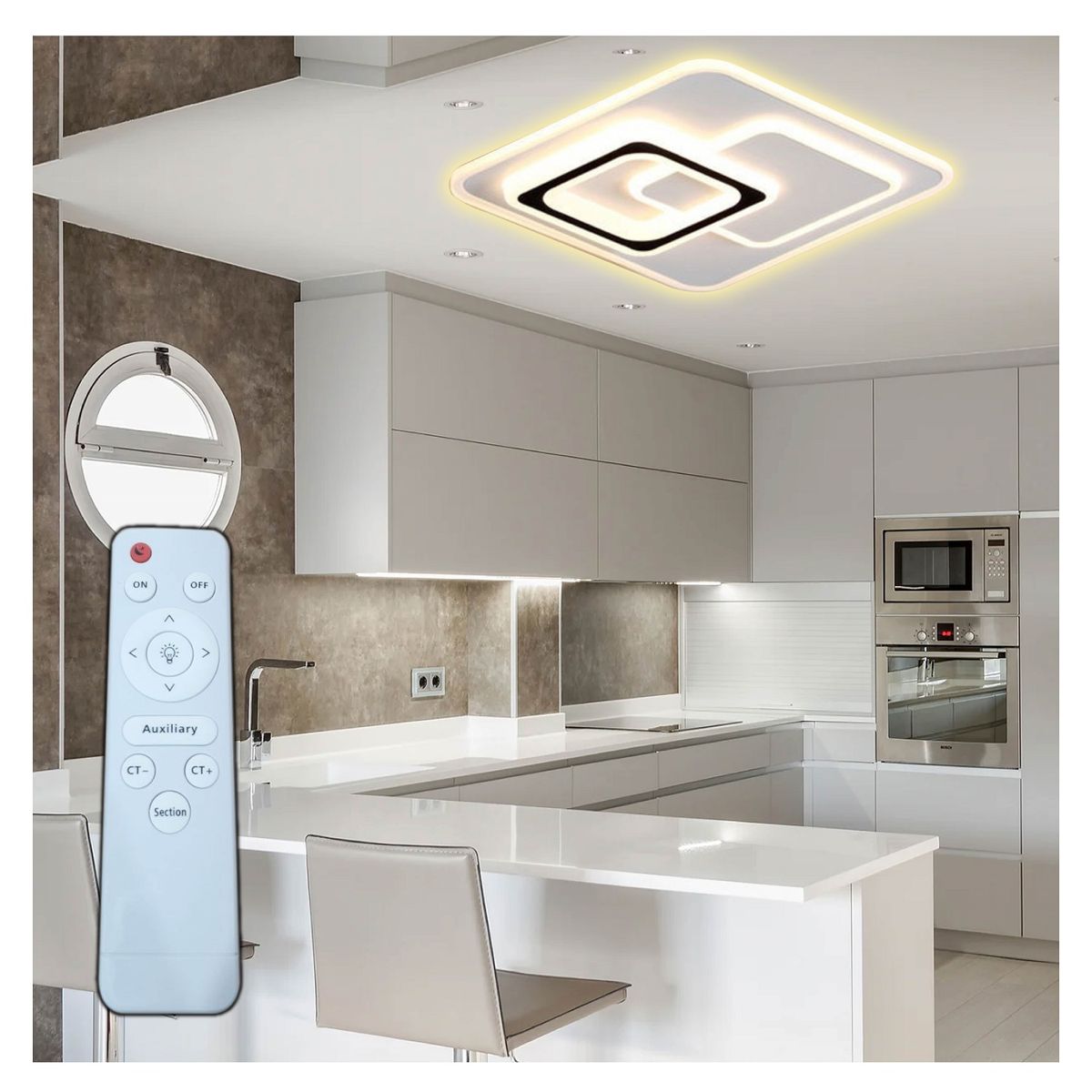 GENERICO - LAMPARA  CUADRADA DE TECHO LED 3 COLORES CON CONTROL