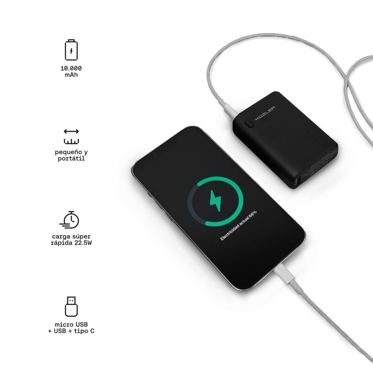 KUZLER - Cargador Portátil Kuzler ANKE-002 - 10,000 mAh