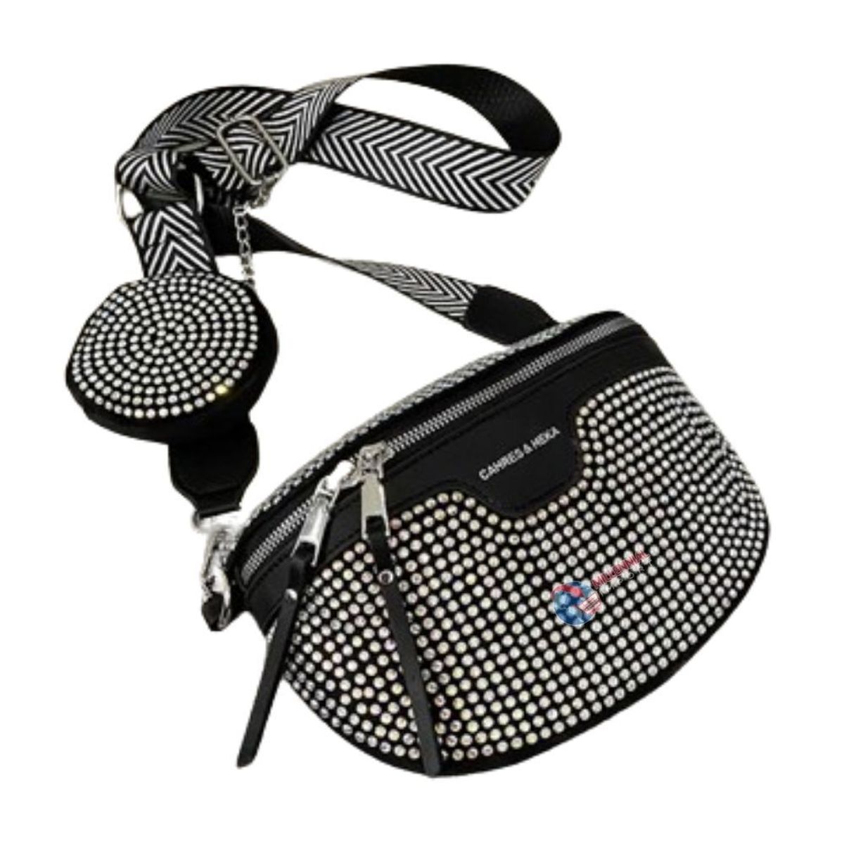 GENERICO - Riñonera Estilo Minimalista con Pedrería para Mujer