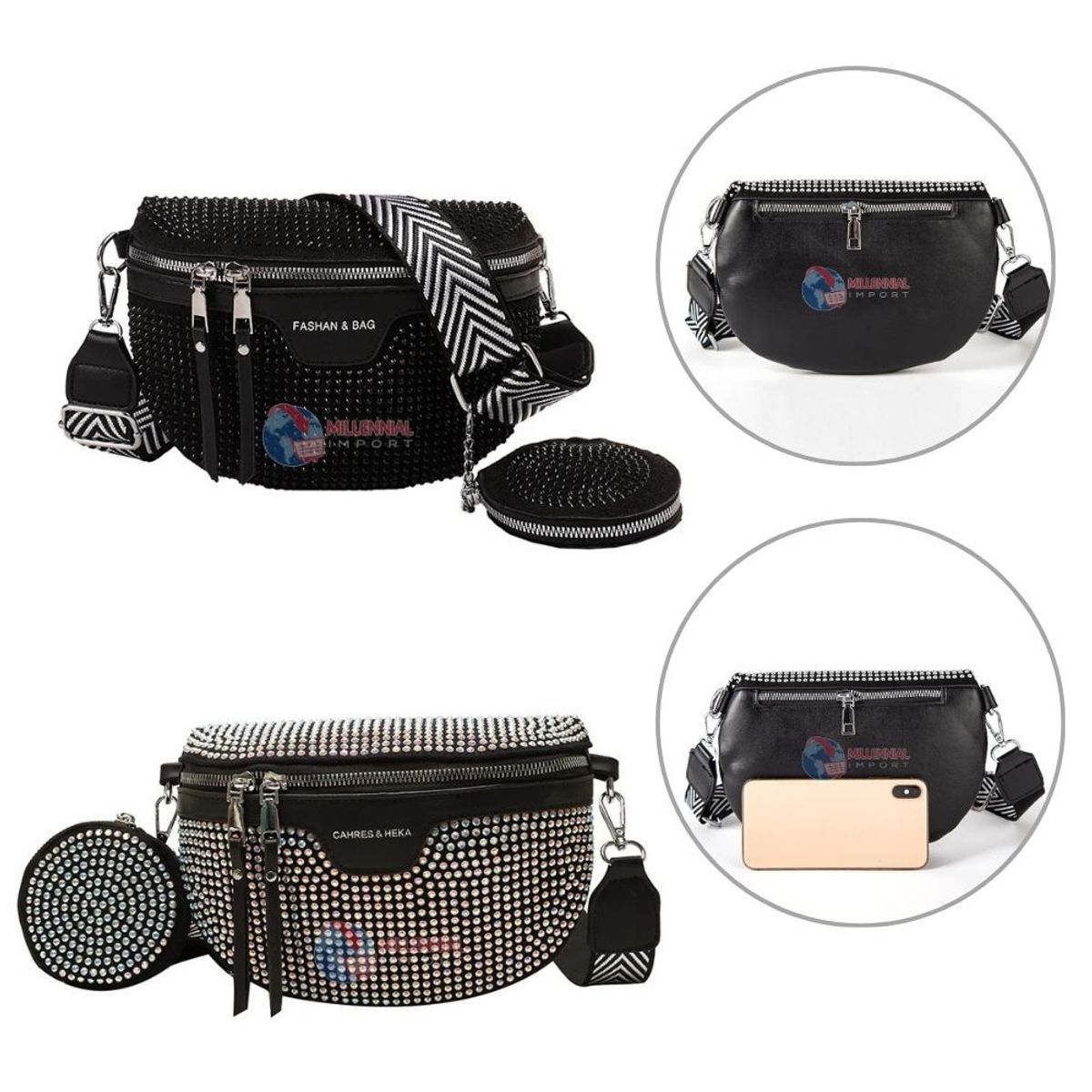 GENERICO - Canguro Elegante para Dama color Negro Incluye Monedero