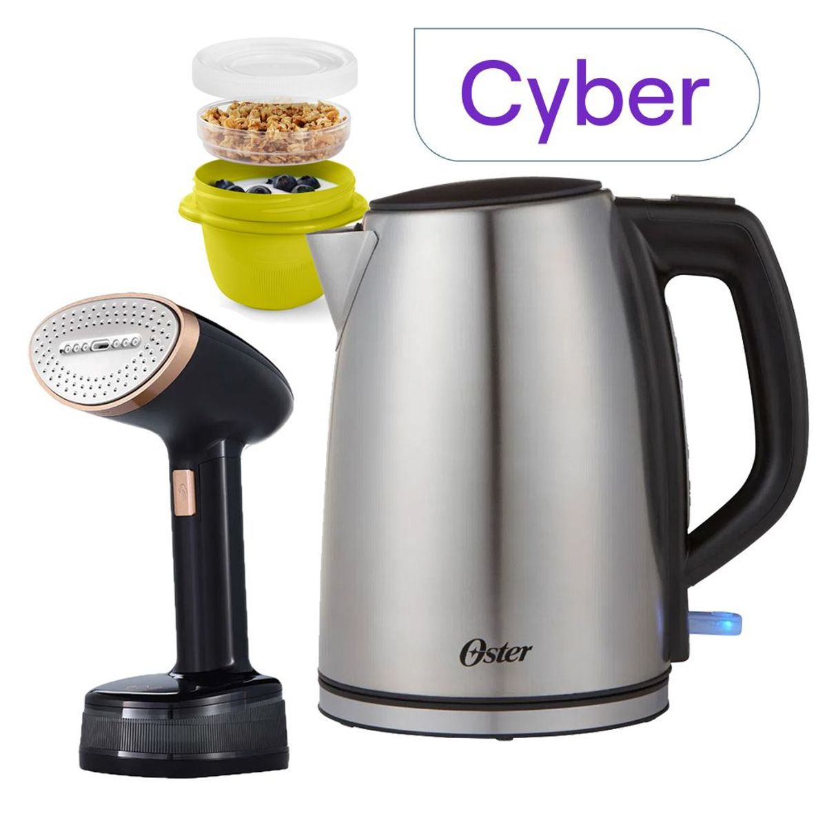 OSTER - Vaporizador de Prendas Oster Portátil + Hervidor Electrico de acero