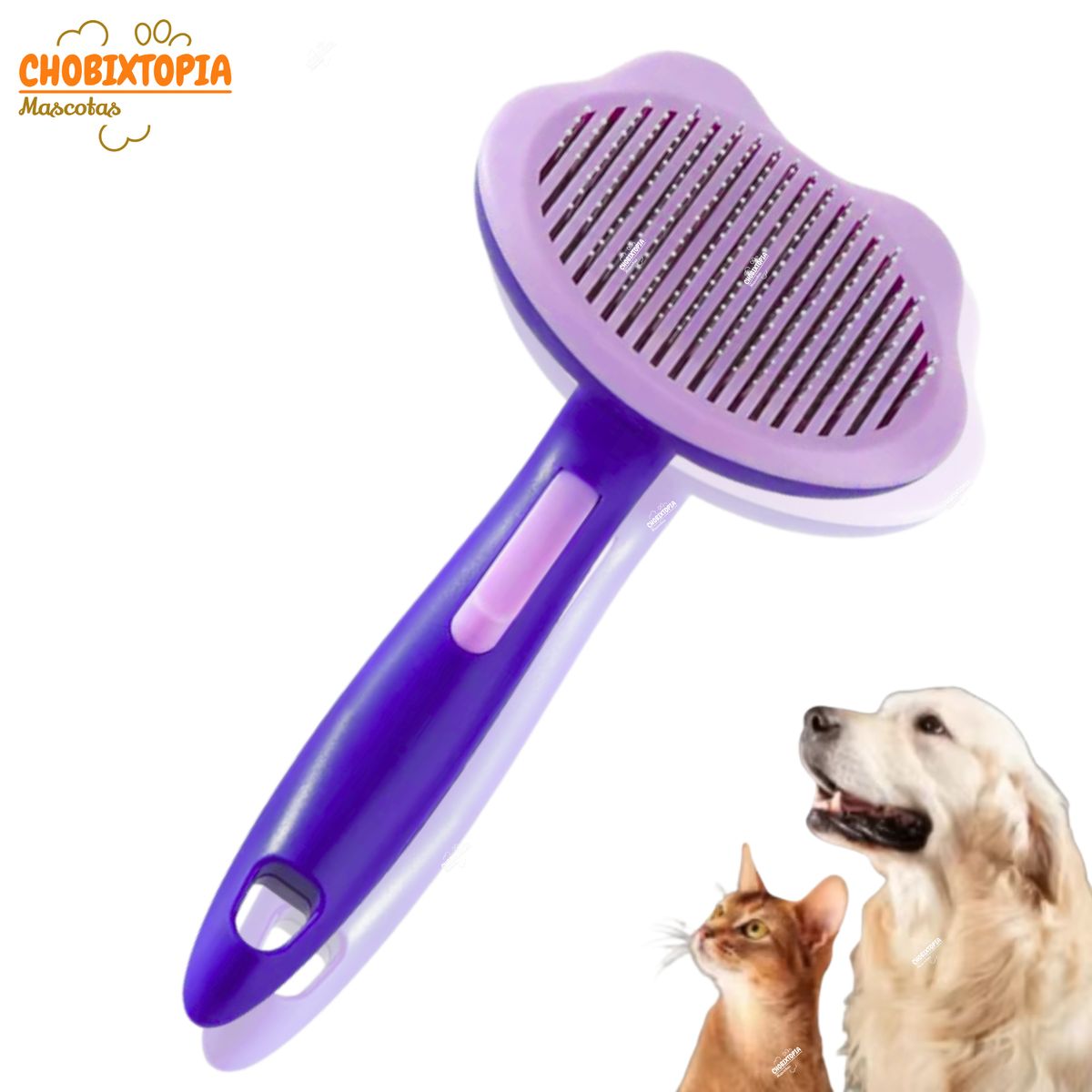 GENERICO - CEPILLO P-MASCOTA PERRO Y GATOS-BOTON ERGONOMICO CARITA LILA