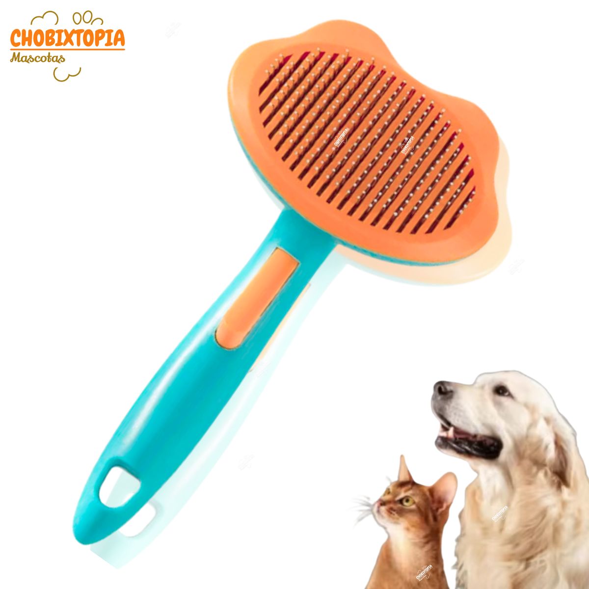 GENERICO - CEPILLO P-MASCOTA PERRO Y GATOS-BOTON ERGONOMICO CARITA ORANGE