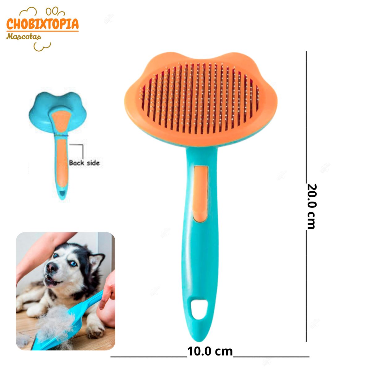 GENERICO - CEPILLO P-MASCOTA PERRO Y GATOS-BOTON ERGONOMICO CARITA ORANGE